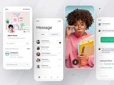 Profile & Chat app ui chat chat app chat bot chatbot chatting clean app clean ui grabstar minimal app minimal app design ofspace ofspace academy ofspace agency profile profile card profile design profile page profiles prototype