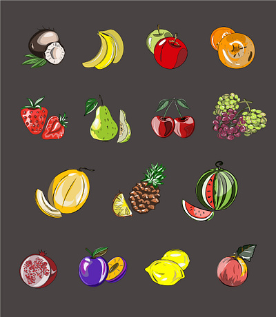 Fruit set. Vegan. Vegetable food. beautiful collection color concept decoration design illustration vector vegan vegan art vegan food veganism
