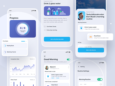 Habit Tracking App UI Design activity best ui design habit tracker health app life tracker mobile app mobile app design mobile ui monitoring productivity app top trend tracking ui trend