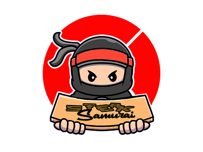 Samurai Steak - Sub Shop food app food service hoagie illustration logo design logo design concept ninja samurai steak and cheese steak and cheese