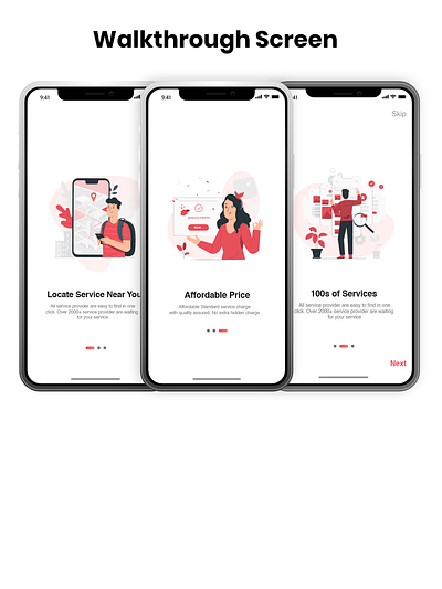 Walkthrough Screen illustraion illustration art mobile mobile app nearby spalsh screen spash screen ui ui ux uiux design walkthrough screen