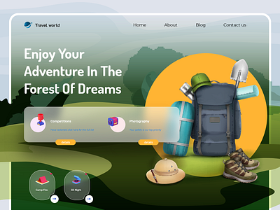 travel landing page adventure home page homepage design interface landing page travel trip web web design web page website