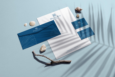 Mauna Key Beach House blue blue and white boutique hotel brand identity branding branding and identity hotel branding identity design logo logo design ocean ocean life ocean logo sea shells