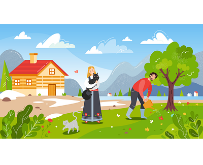 Norwegian pastoral 🌿🌼 adobe illustrator cartoon character character design cute family flat design illustration norway portrait portrait illustration vector