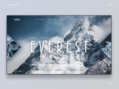 The mighty everest · UI playground 03 blue desktop design everest landing page mountain playground ui ui design user interface user interface design user interface designer web design web designer white