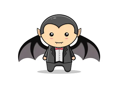 Vampire cartoon cute flat character full body horror illustration kawaii illustration mascot mistyc spooky vampire