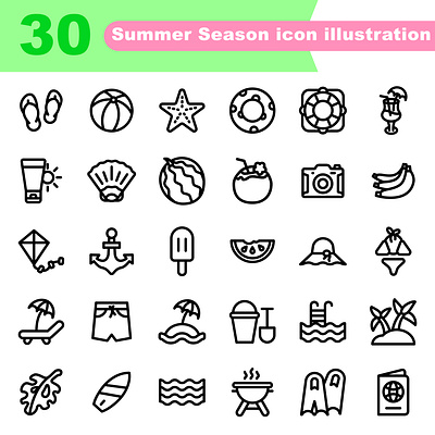 summer season modern outline beach icon sea season summer