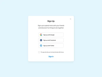 Sign up card UI design app card clean concept design exploration figma mobile ui ux white