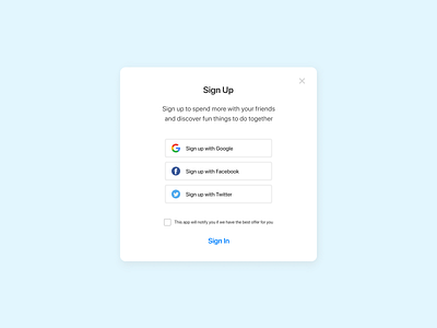 Sign up card UI design app card clean concept design exploration figma mobile ui ux white