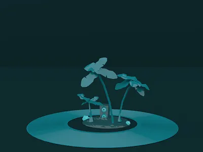 3D Low Poly Vinyl Island 3d modeling lowpoly monochromatic