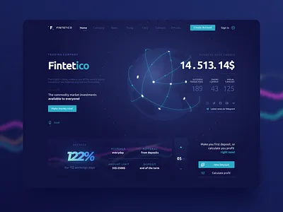 Fintetico Page crypto dashboard ui data design figma fintech investment technology trade trading ui ux web website