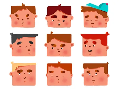 Squareheads. character design digitalart digitalpainting illustration square