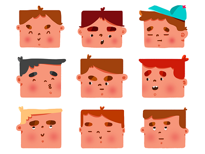 Squareheads. character design digitalart digitalpainting illustration square