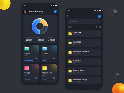Cloud storage app app design ui