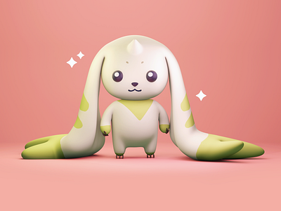 Terriermon 3d 3d model anime blender blender 3d digimon nostalgia