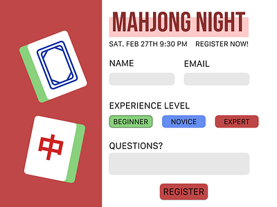 Daily UI 082 daily 100 challenge dailyui dailyui082 dailyui82 dailyuichallenge form mahjong register registration sign up sign up form