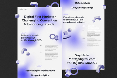 Digital Marketing Landing Page 3d 3d artwork 3d designer 3d shapes blender 3d digital marketing digital marketing company digital marketing services figma website figmadesign gradient color gradient design homepage ui landing page concept landing page ui purple gradient purple ui purple website typography design uiux