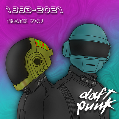 thank you daft punk art design graphic design illustration illustrator procreate