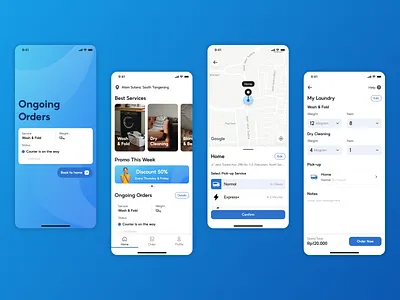 Laundry App homepage laundry location orders