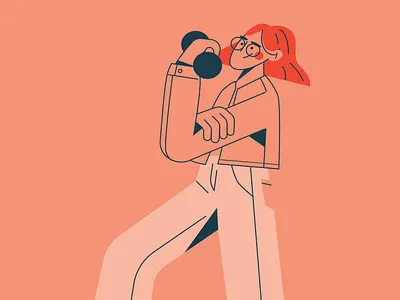 Girl Power flat ilustration girl minimalistic pink power redhair