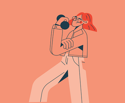 Girl Power flat ilustration girl minimalistic pink power redhair