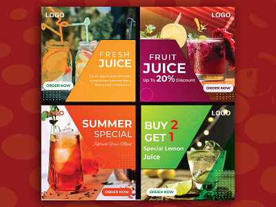 Social Media Post Design banner broucher design facebook flyer design green intagram juice lemon linkedin media offer orange post poster red social socialmedia summer twitter