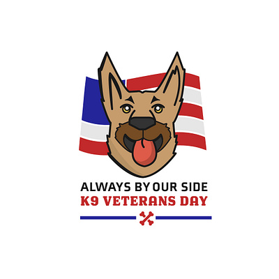 K9 Veterans Day badge design flat icon illustration vector