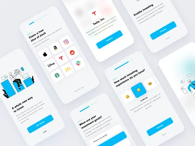Investment Mobile App banking blue design finance fintech interface investment mobile mobile app modern money onboarding screen setup stock ui ux