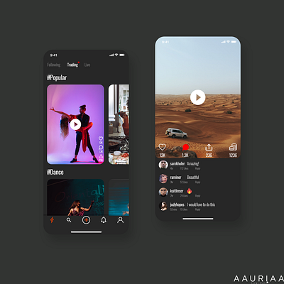 Video Sharing App UI app design designconcept designer typography ui uidesign uidesigner ux uxdesign