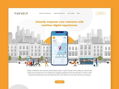 Ondot Website branding bright circles city clean design dots fintech fun geometric grayscale illustration pattern pop product product design startup tech vector website