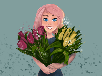 26. “Trands” (DailyUi) dailyui dailyuichallenge flowers girl illustration love tulips ui