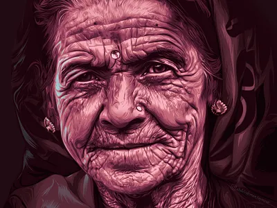 Old woman Vector art a.taymour abdelrahman taymour art artwork digitalart drawing illustration photoshop portrait vector vector art