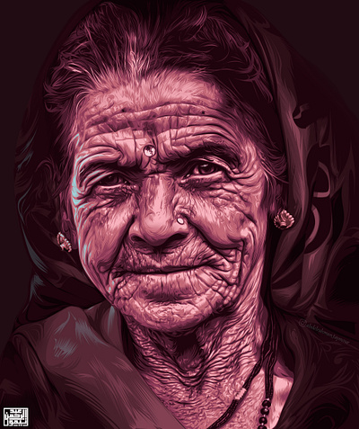 Old woman Vector art a.taymour abdelrahman taymour art artwork digitalart drawing illustration photoshop portrait vector vector art