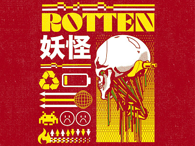 妖怪 aesthetic cyberpunk graphic design illustration retro retro design