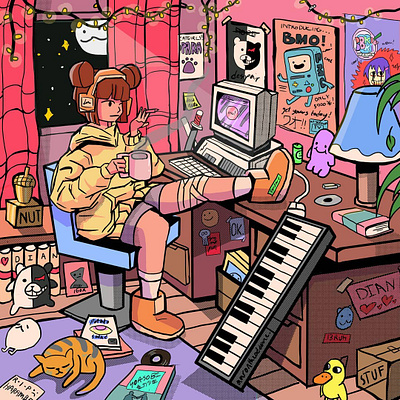 Lofi drawing aesthetic artist artwork clip studio paint design illustration lofi warm colors