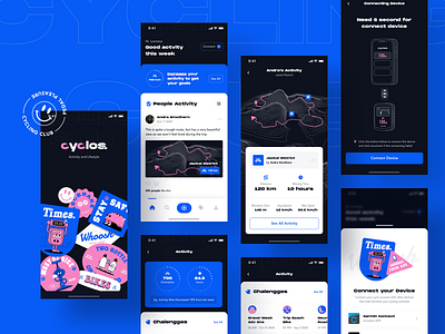 Exploration | Cyclos Bike Tracker - Home & Activity Pages app bikes biketracker biking blue darkmode darkui hobbies illustration ios minimal popular tracker tracker app ui uidesign uiux