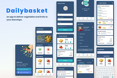 Dailybasket - a vegetable & fruit delivery app app design figma figma design figmadesign food fruits ui ui ux design vegetable