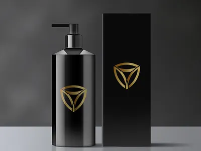 luxury logo in handwash bottle and box design flat illustration logo minimal vector