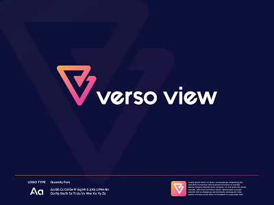 verso view app blue brand brand design brandauxin branding business logo company logo custom logo design flat icon illustration logo minimal typography v v logo vector verso view