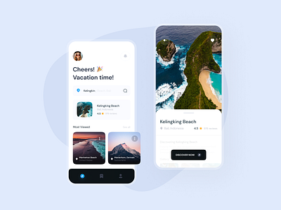 Travel App✈️ app cards clean design mobile mobile app ocean sea travel travel app ui uidesign uiux ux uxdesign white