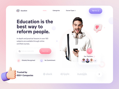 Education - eLearning Landing Page Design education education website educational elearning elearning courses inspiration landing design landing page landing page design landingpage minimal minimalist minimalistic ui ux ui design uidesign uiux website website design websites