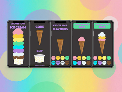 PieDay Playoff 2021 Ice Cream Screens ice cream illustration interactiondesign keynote pieday playoff procreate protopie sketch ui uidesign