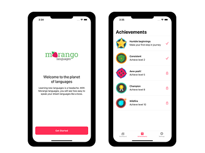 Morango Languages App app branding creative design figma ios language app mobile ui vector