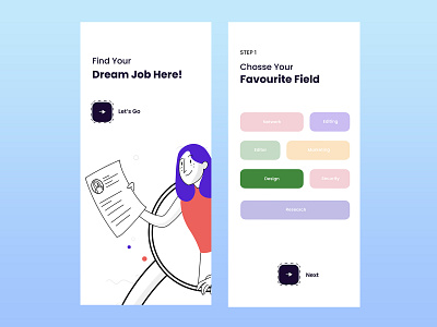 Job Search - Finder App app design dribbble flat illustration ios app design minimal responsive design ui ux vector