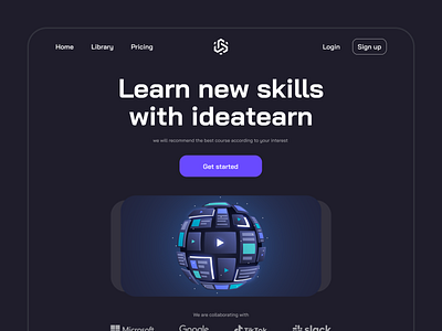 Online Course - Hero header dark design hero section landing page learn learning platform online skill ui ux website