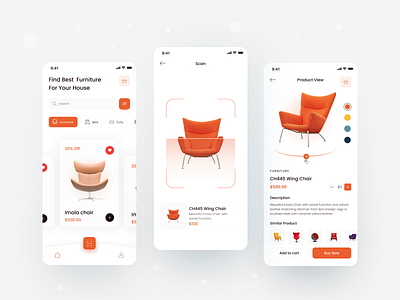 Furniture Mobile App app chair chair app clean ui design furniture furniture app furniture design furniture store furniture website minimal mobile mobile app online shop property ui ui design uiux ux ux ui design