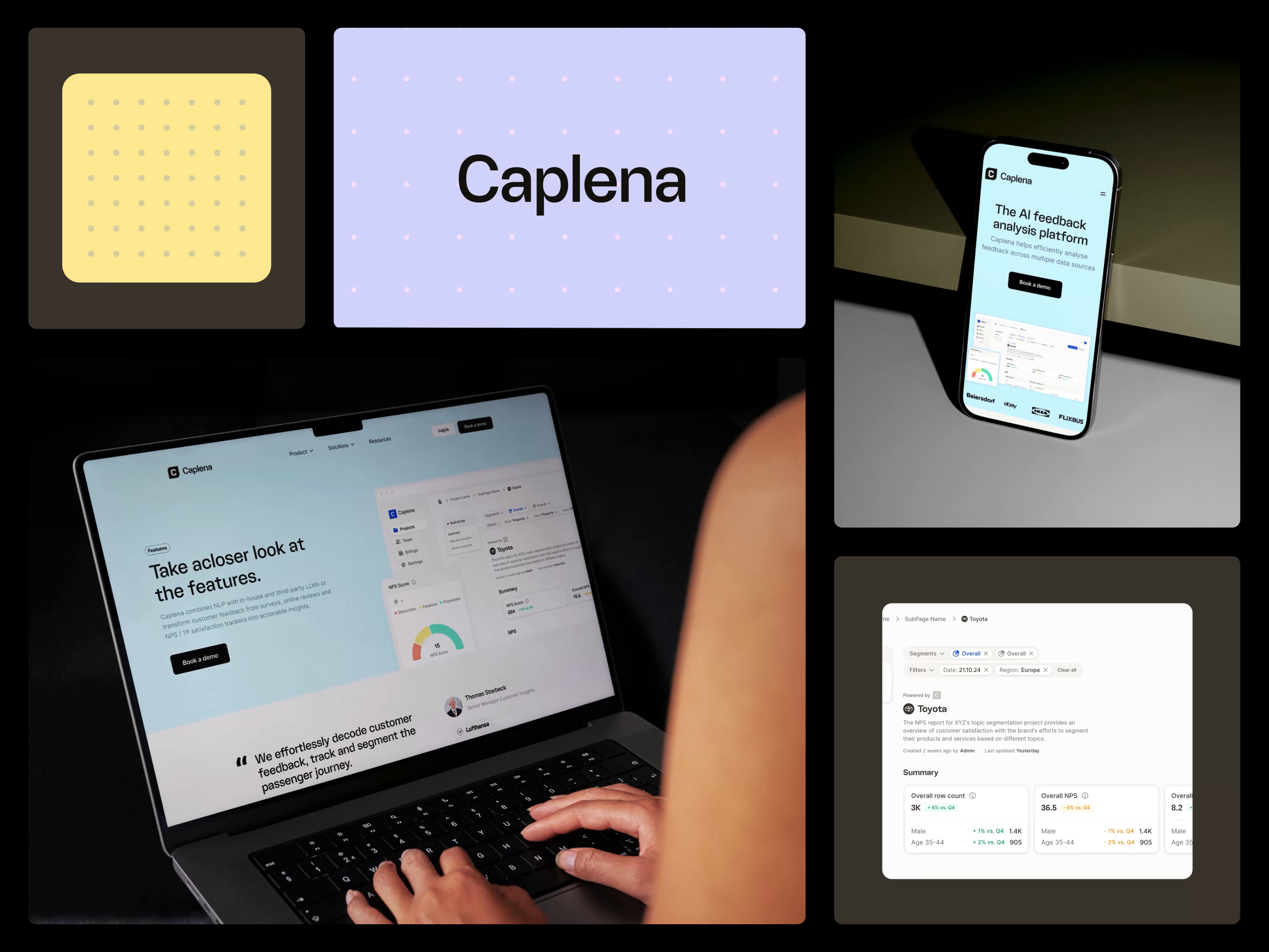 Example of Caplena: visual identity for AI product