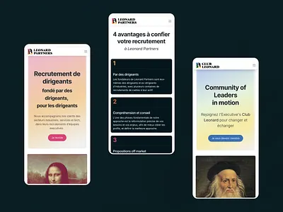 Leonard Partners – Recruitment Agency Mobile Design belgium branding corporate design gradient mobile odoo recruitment agency ui ux web website