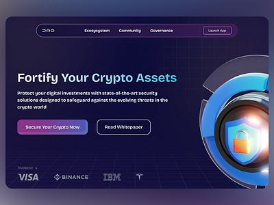 Crypto Security Landing Page binance blockchain btc crypto assets crypto currency crypto exchange crypto security defi design digital assets digital wallet finance fintech landing page trading uxui visa web design web3 webdesign