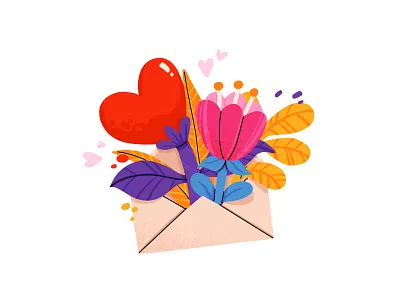 Love envelope abstract cartoon concept cute design envelope flat flower heart illustration love romantic valentine vector